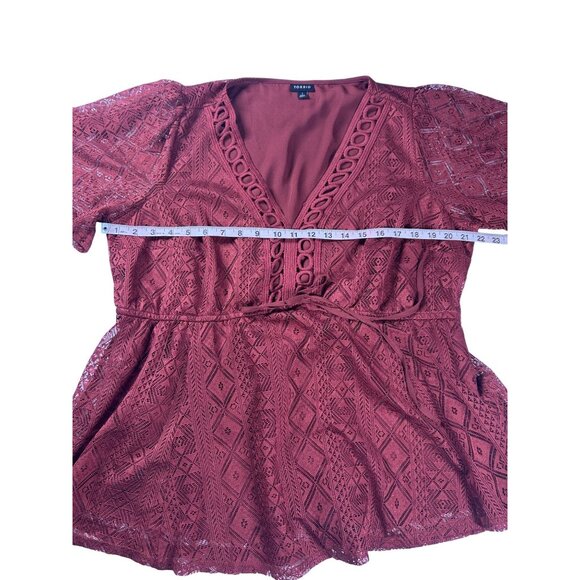 Torrid Lace Kimono Top Women's Size 1X Burgundy Short Sleeve Boho Style - Picture 6 of 8